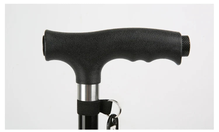 1pc Old People Crutch 60-94cm Telescoping Aluminum Alloy Rod Walking Stick T-handle with Lamp
