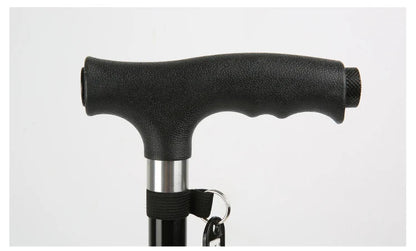 1pc Old People Crutch 60-94cm Telescoping Aluminum Alloy Rod Walking Stick T-handle with Lamp