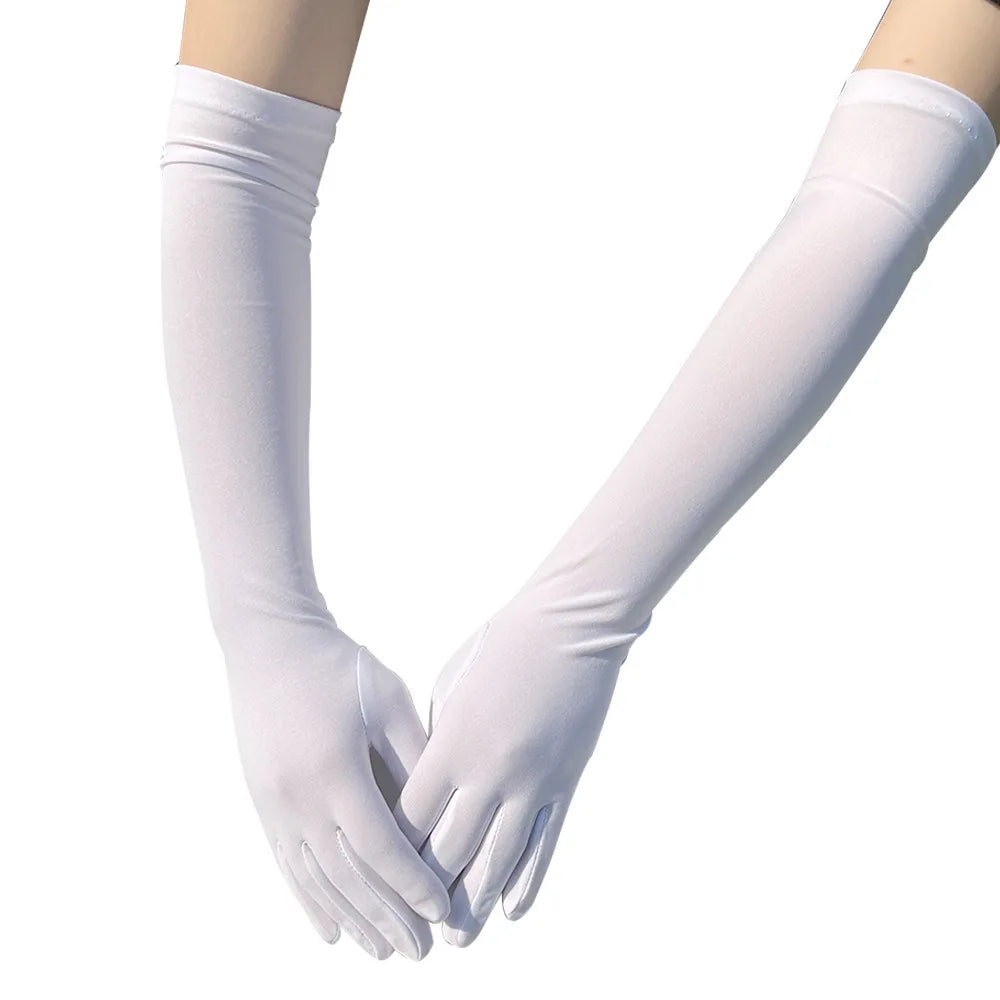 Ladies Mittens Milk Silk Stretch Ladies Gloves Festival Party Group Show Bar Dance Dress Up Gloves 45Cm Long Gloves C013