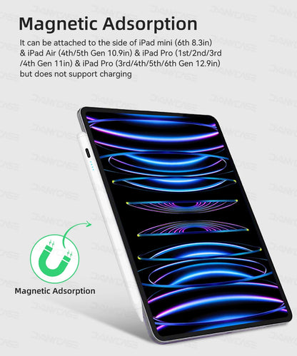 For iPad Air 6 M2 Stylus Pencil with Palm Rejection Tilt iPad Pen for 2024 iPad Pro M4 Pro 11/12.9 iPad 5/6/7/8/9/10th mini 6