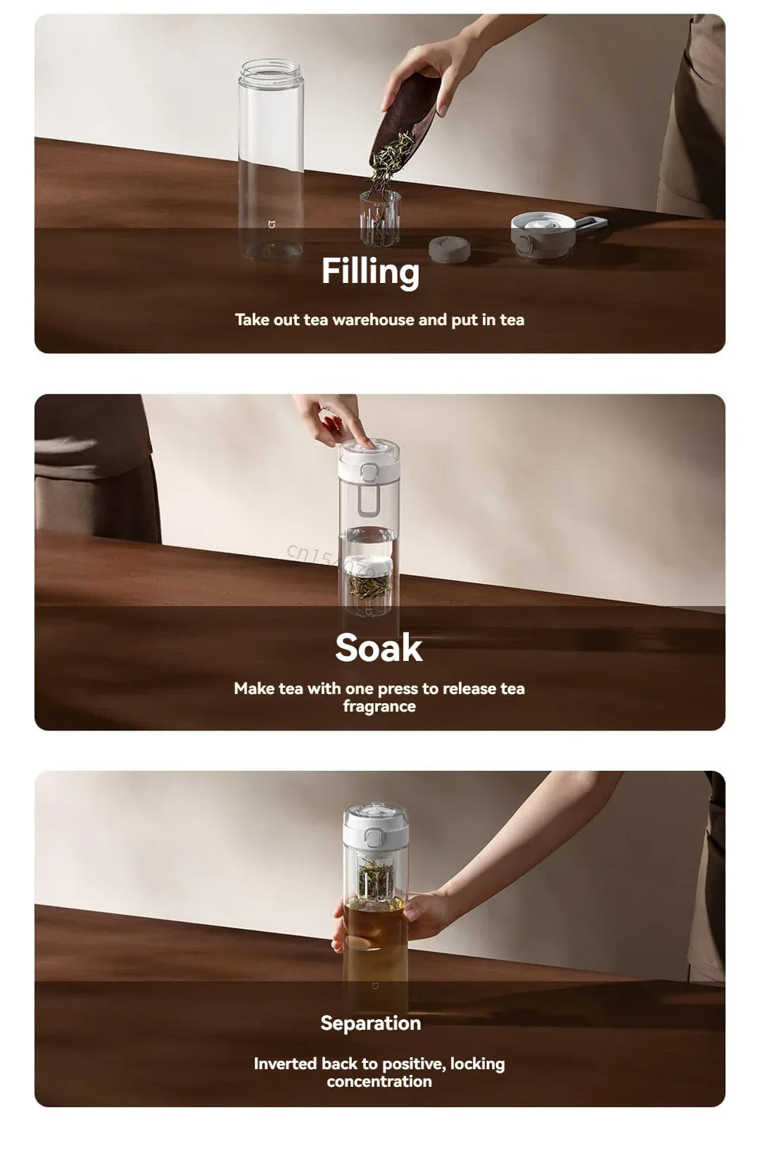 2025 Mijia Magnetic Tea Warehouse Cup Portable 800ml Tritan One-touch Pop-up Lid Water Bottle Tea Filtration Water Cup