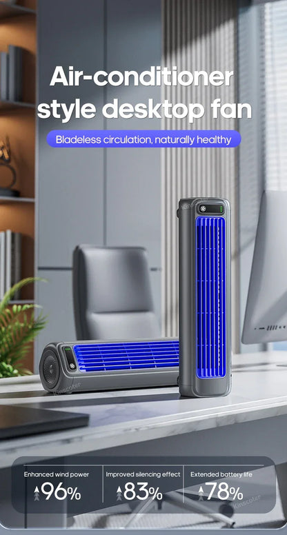Portable Household Quiet Tower Fan 3 Speeds Wall Mounted Air Conditioning Fan 2000mAh Non-drilling Circulating Fan Room Kitchen