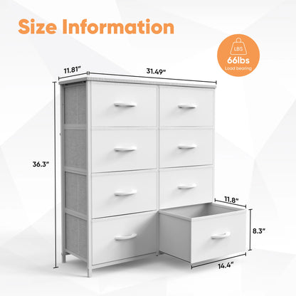 JHK Dresser Children's Wardrobe For Bedroom With 8 Fabric Drawers Storage Cabinet Steel Frame Assembly Closet For Home Furniture