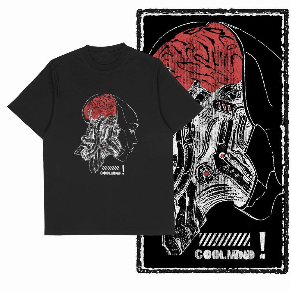 Coolmind U4 Streetwear Cool Print Exclusive Graphic T shirt fo men 100% Cotton Big Size vintage BLACK men's novelty tee shirt
