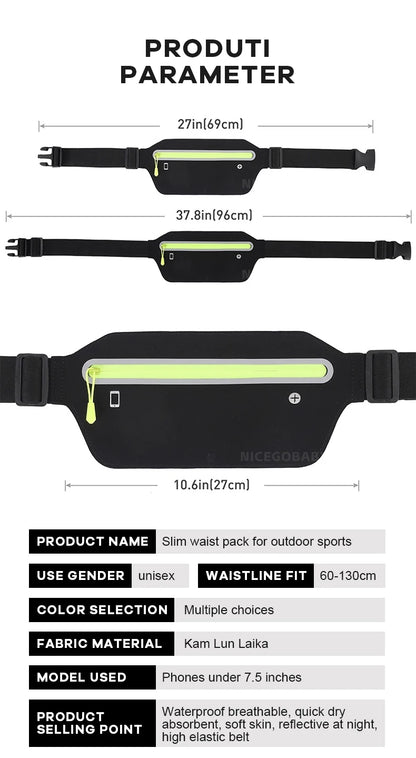 Sports waist pack Multi-functional outdoor running mobile phone men's and women's fitness waterproof invisible pocket ultra-thin