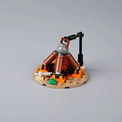 MOC Medieval Campfire Building Block Flame Wave Candle Transparent Wine Bottle Educational Toy Compatible Accessories Brick K054