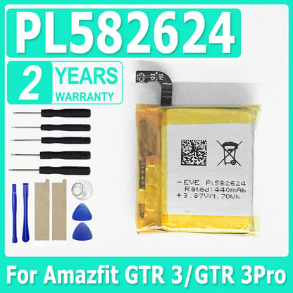 Brand-New PL582624 Replacement Watch Battery For Amazfit GTR 3 GTR 3 Pro 3Pro Batteries + Free Tools