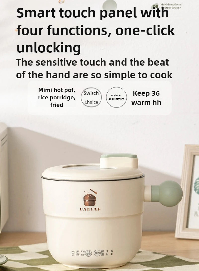 220V 1.8L Ball Handle Electric Heating Pot Multi-functional Household Rice Cooker Easy To Clean 4-in-1 Steaming Frying Rinsing