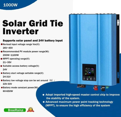 1200W 1000W 1.2KW 1KW Solar Grid Tie Battery Discharge Inverter DC24V  26-45v 55-90V to AC110V AC220V Limiter Power Inverter