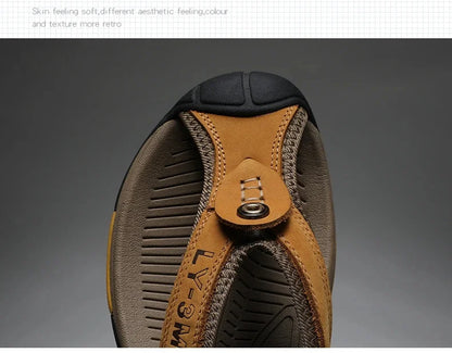 Genuine Cow Leather Shoes Men Sandals Mens Flip Flops Men's Casual Shoes Classic Massage Beach Slippers Anti-slip Summer 2025