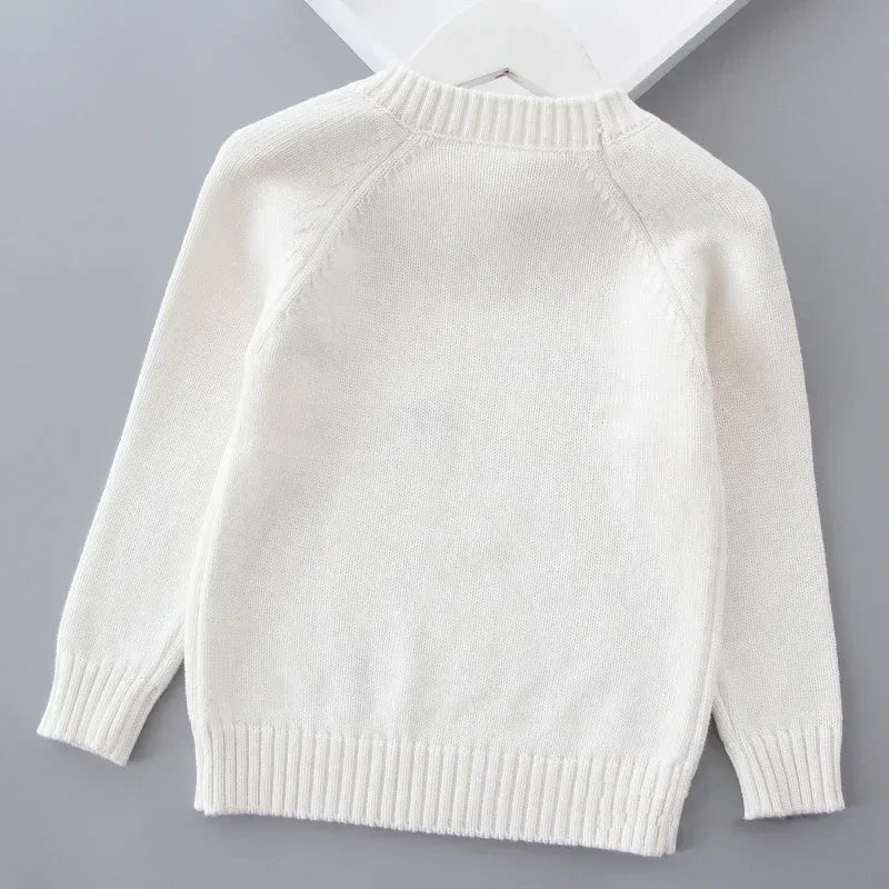 Autumn Winter Girls Sweater Cute Lover Pattern Knitted Pullover Thick Warm Fleece Sweater