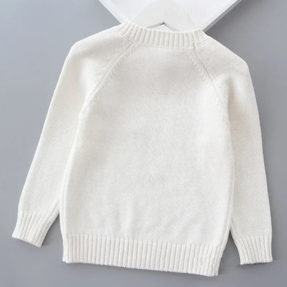 Autumn Winter Girls Sweater Cute Lover Pattern Knitted Pullover Thick Warm Fleece Sweater