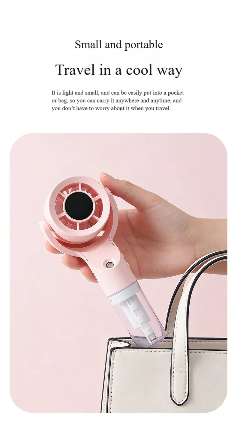 Portable Handheld Spray Mist Fan Mini Turbine Rechargeable Cooling Fan For Desktop Outdoor Camping Student Dormitory Summer Use
