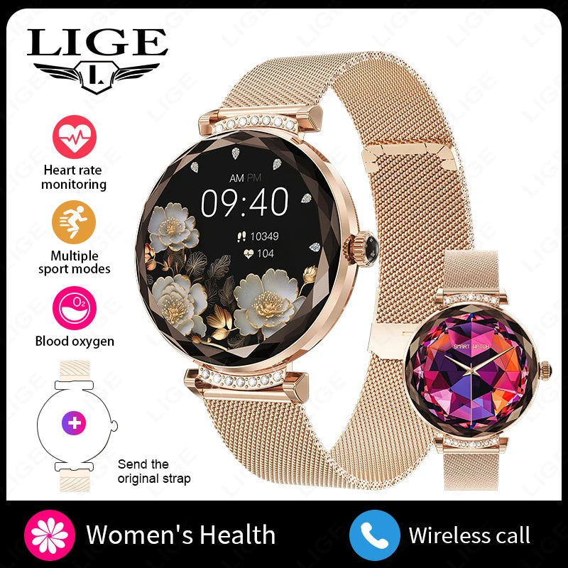 LIGE Fashion Ladies Smart Watch NX7 Pro AMOLED Screen Health Monitoring BT Call Female Women Sport Fitness Tracker Smartwatch