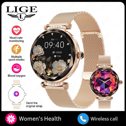 LIGE Fashion Ladies Smart Watch NX7 Pro AMOLED Screen Health Monitoring BT Call Female Women Sport Fitness Tracker Smartwatch