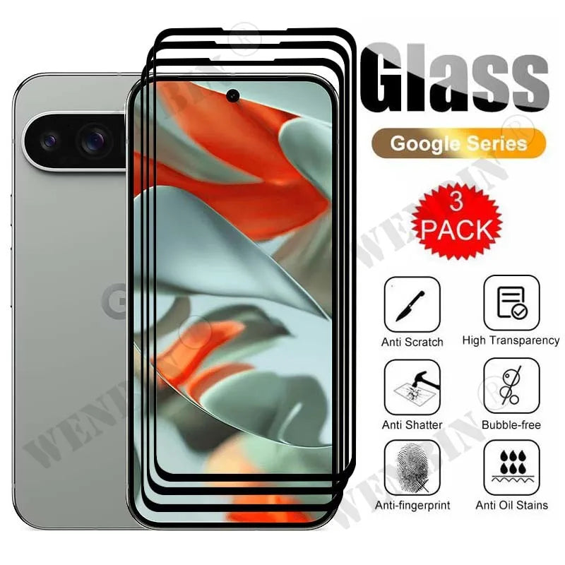 3 Pcs Tempered Glass For Google Pixel 10 9 Pro XL 8 7 6 Pro 7A 6A 5A 4A 3 XL Curved Full Cover Screen Protector