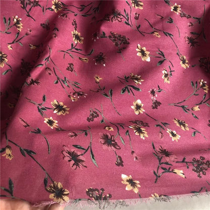 145cm Wide Printed Cotton and Linen Fabric Small Floral Patterns Retro Shirt Dress DIY Clothing Sewing Fabric 90% Cotton Content