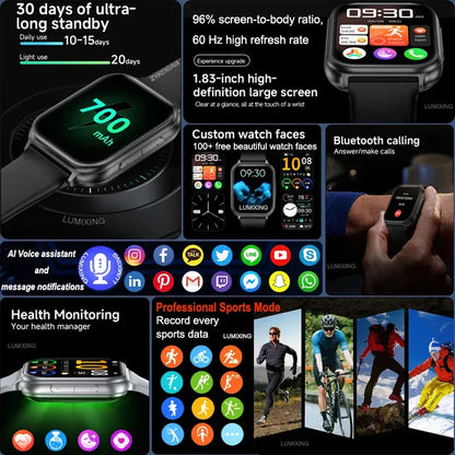New Bip 6 Pro Smart Watch Men Outdoor Sports Fitness Track IP68 Waterproof Heart Rate BT Call 700 mAh Battery Smartwatches Women