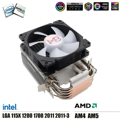 Wovibo 4 Tubo De Calor Cpu  Cooler Fan Ventilador Pwm 4Pin Argb Rgb Intel 115x1200 1700 2011 X79 X99 Amd Am4 Am5 Radiador