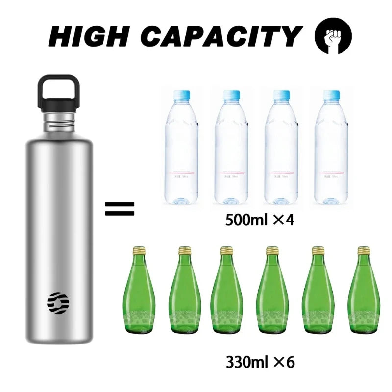 Fjbottle 2L Portable Water Bottle Stainless Steel Cycling Sports Water Bottle Leakproof BPA Free Large Capacity with Bottle Bag