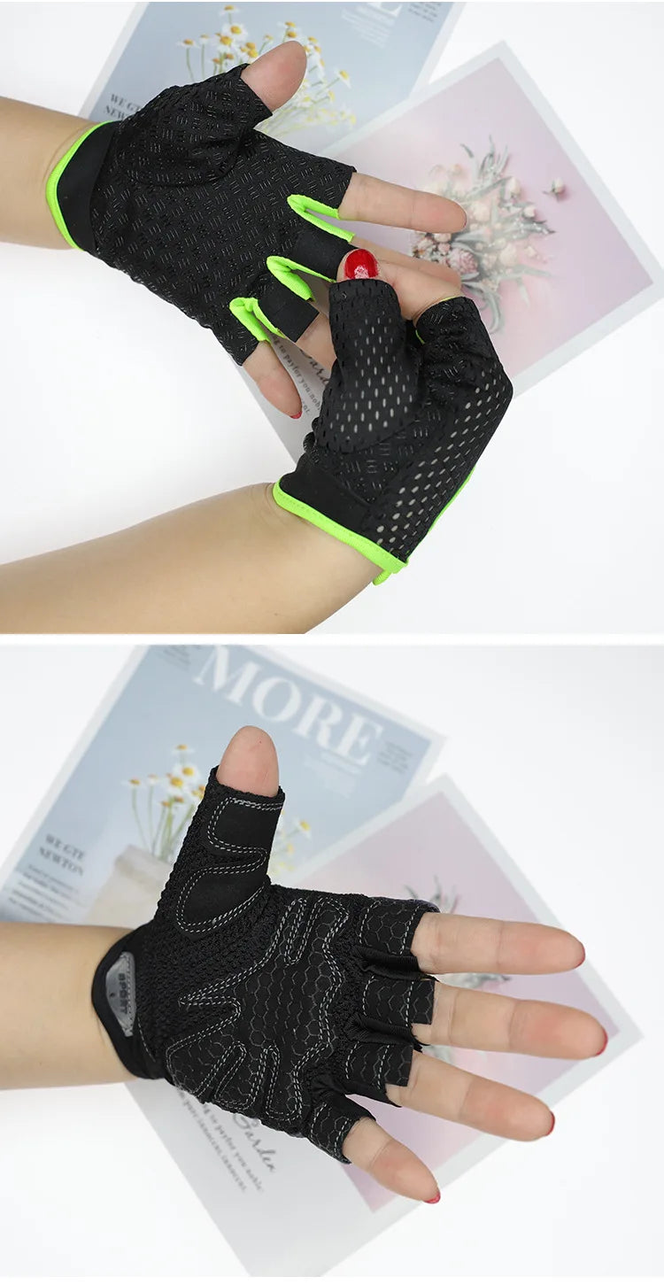 Cycling Fingerless Gloves Professional Gym Fitness Breathable Anti-Slip Women Men Half Finger Summer Fishing Female Bicycle Bike