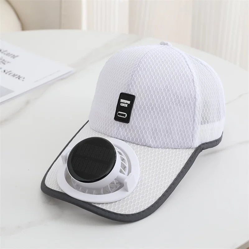 Summer Usb Solar Fan Baseball Cap for Men Women Mesh Adjustable Breathable Unisex Caps Quick Dry Running Hat Cap Outdoor Sports