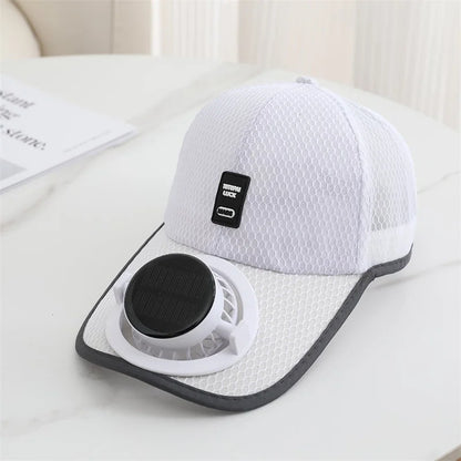 Summer Usb Solar Fan Baseball Cap for Men Women Mesh Adjustable Breathable Unisex Caps Quick Dry Running Hat Cap Outdoor Sports