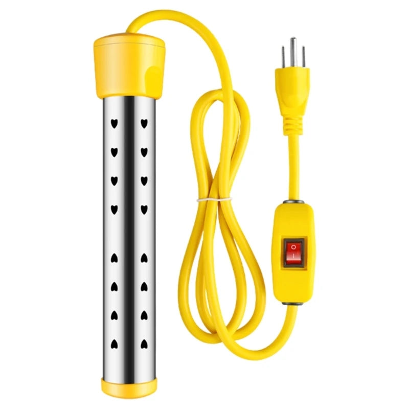 Fast Acting Heater 1500W Electric Water Heater Stainless Steel Texture Home and Office Travel Heater Suitable for Pools