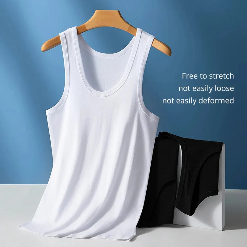 3/5 Pcs European plus-size men's cotton Joker vest loose plus-size youth fitness sleeveless round neck middle-aged hypertrophy T
