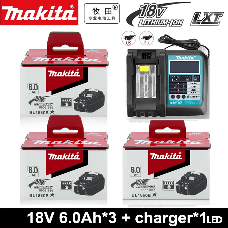 Genuine Makita 6.0Ah for Makita 18V Battery BL1830B BL1850B BL1850 BL1840 B0L1815 Replacement Lithium Battery DC18RC Chargers