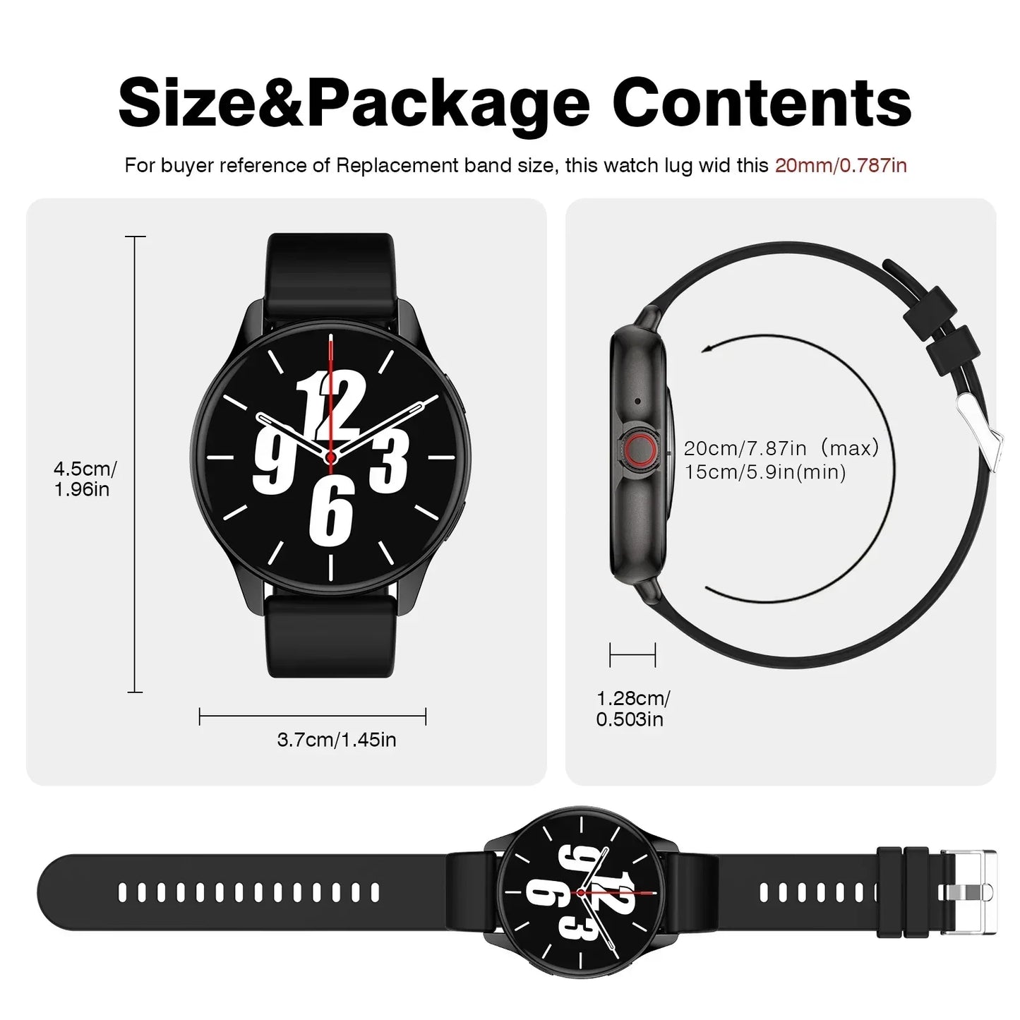 HOMEFISH Smart Watch Wireless Calling Multiple Sports Modes Music Player Health Tracking DIY Watch Faces Android iOS