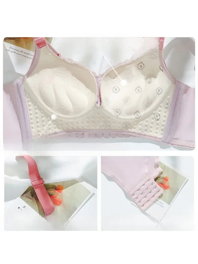 YUQI sexy underwear small breast push-up bra retraction breast push-up anti-sag French pure wind lace female bra