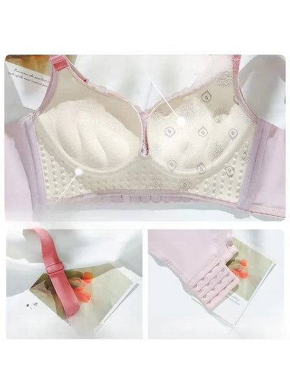 YUQI sexy underwear small breast push-up bra retraction breast push-up anti-sag French pure wind lace female bra