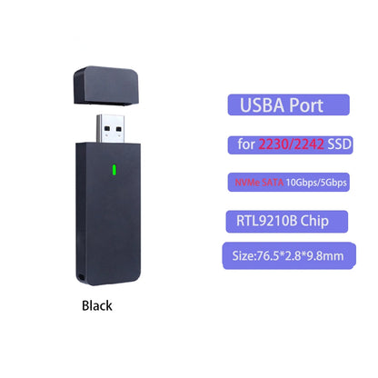 M.2 NVMe SATA Enclosure USB A Plug USB 3.2 10Gbps CNC Aluminum 2230 2242 SSD Case With Magnet Protective Case For Computer PC