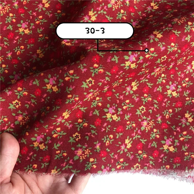 145cm Wide Printed Cotton and Linen Fabric Small Floral Patterns Retro Shirt Dress DIY Clothing Sewing Fabric 90% Cotton Content