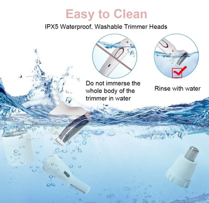 Electric Shaver For Woman Body Hair Removal Epilator Painless Cordless Trimmer Women Face Leg Bikini Razor 4 in 1 Hair Remover