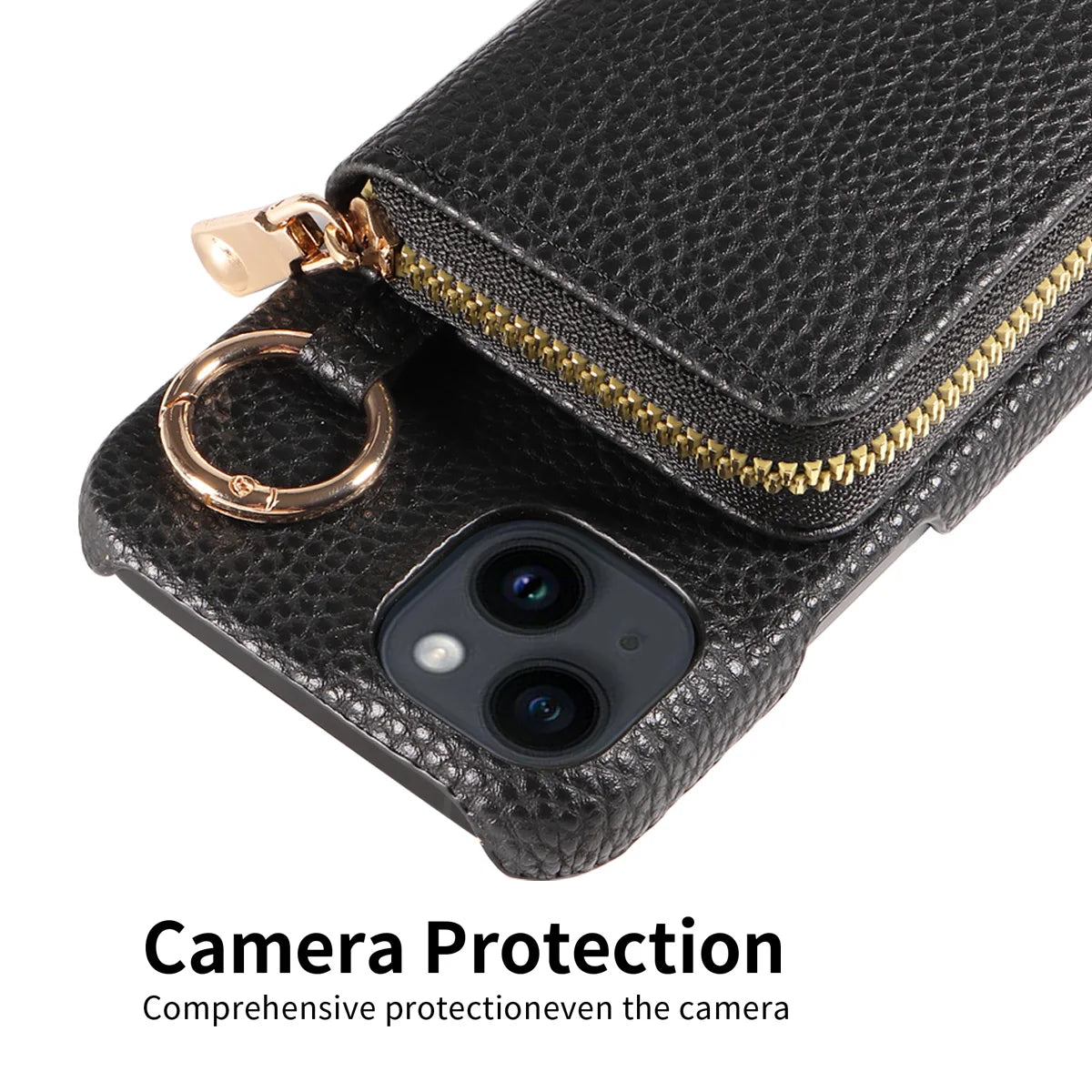 Newly Designed Deluxe Zipper Card Case for IPhone16promax 15 14 PU Leather Phone Case with Crossbody Lanyard Wallet Function
