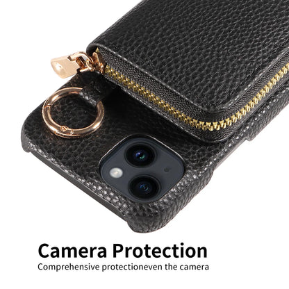 Newly Designed Deluxe Zipper Card Case for IPhone16promax 15 14 PU Leather Phone Case with Crossbody Lanyard Wallet Function