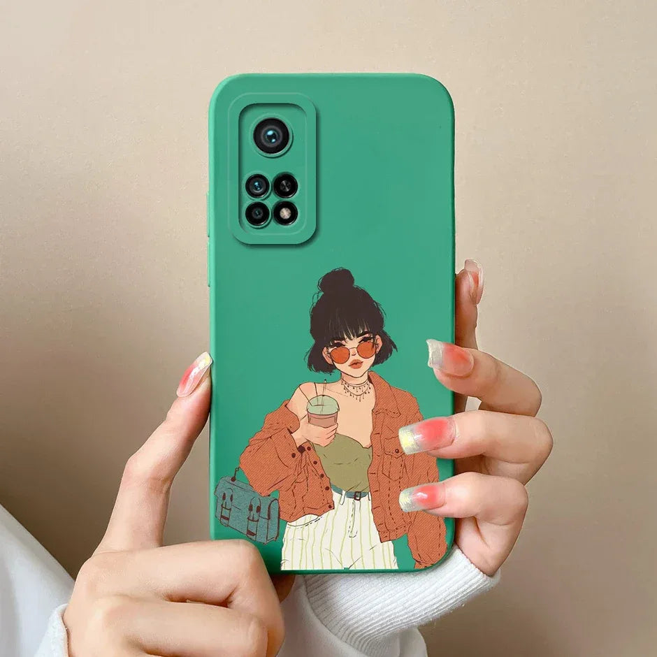 For Xiaomi Mi 10T 5G Phone Case Matte Liquid Silicone Shell For Xiaomi Mi 10T Pro 5G Cute Cat Cartoons Ultrathin Fashion Fundas