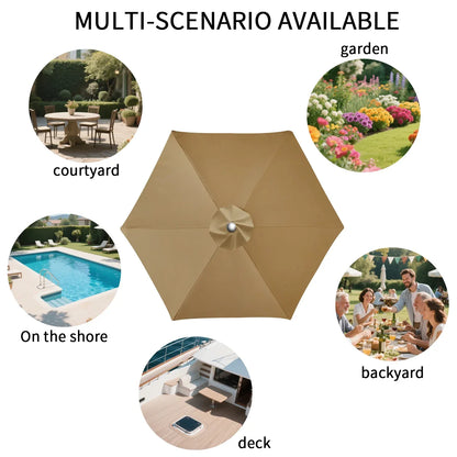 Waterproof Replacement Umbrella Cloth 2/3M Patio Parasol Cover UV-Anti Canopy Cover Replacement Parasol Cover for Balcony Garden