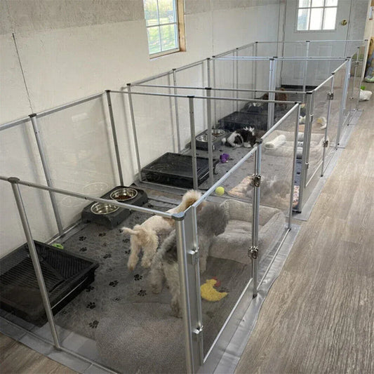 1Pc Large Acrylic Dog Playpen Cage Whelping Pen Box Indoor Enclosure Pet Clear Fence Puppy Playpen with Waterproof Fertility Pad