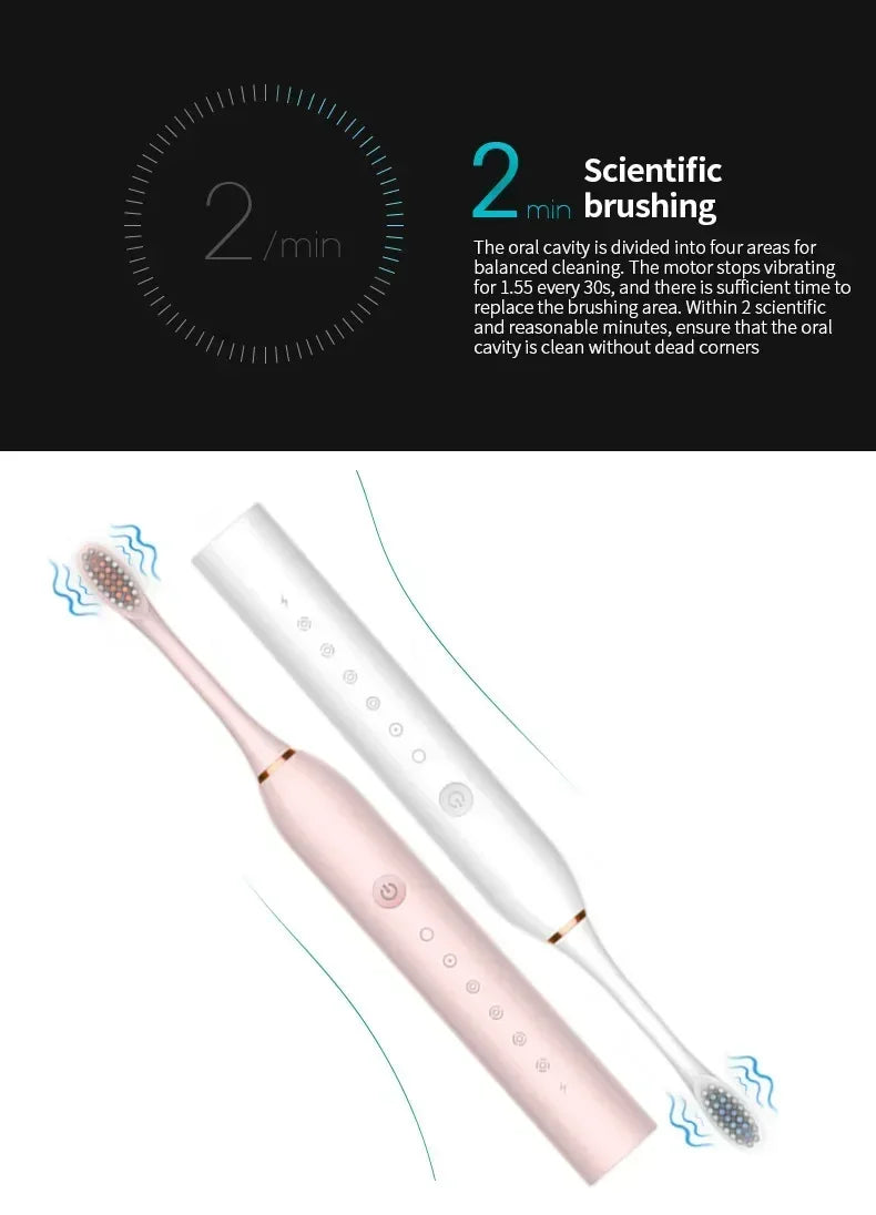 Electric Toothbrush Charging Six Speed Smart Sonic  for Adults and Children with Ultra Fine Soft Bristles Waterproof Portable