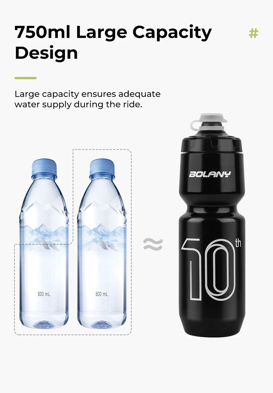 BOLANY 750ML Sports Bottle 10th Rubber Transparent Plastic with lid Bottle Portable Squeeze Drinking Outdoor Cycling Kettle