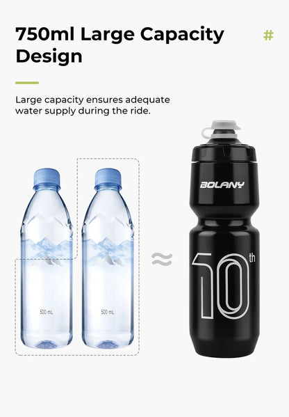 BOLANY 750ML Sports Bottle 10th Rubber Transparent Plastic with lid Bottle Portable Squeeze Drinking Outdoor Cycling Kettle