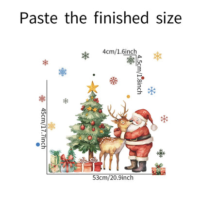 Cartoon Santa Claus Elk Wall Stickers Christmas Gifts Living Room Background Home Decoration Festival Mural New Year Wallpaper