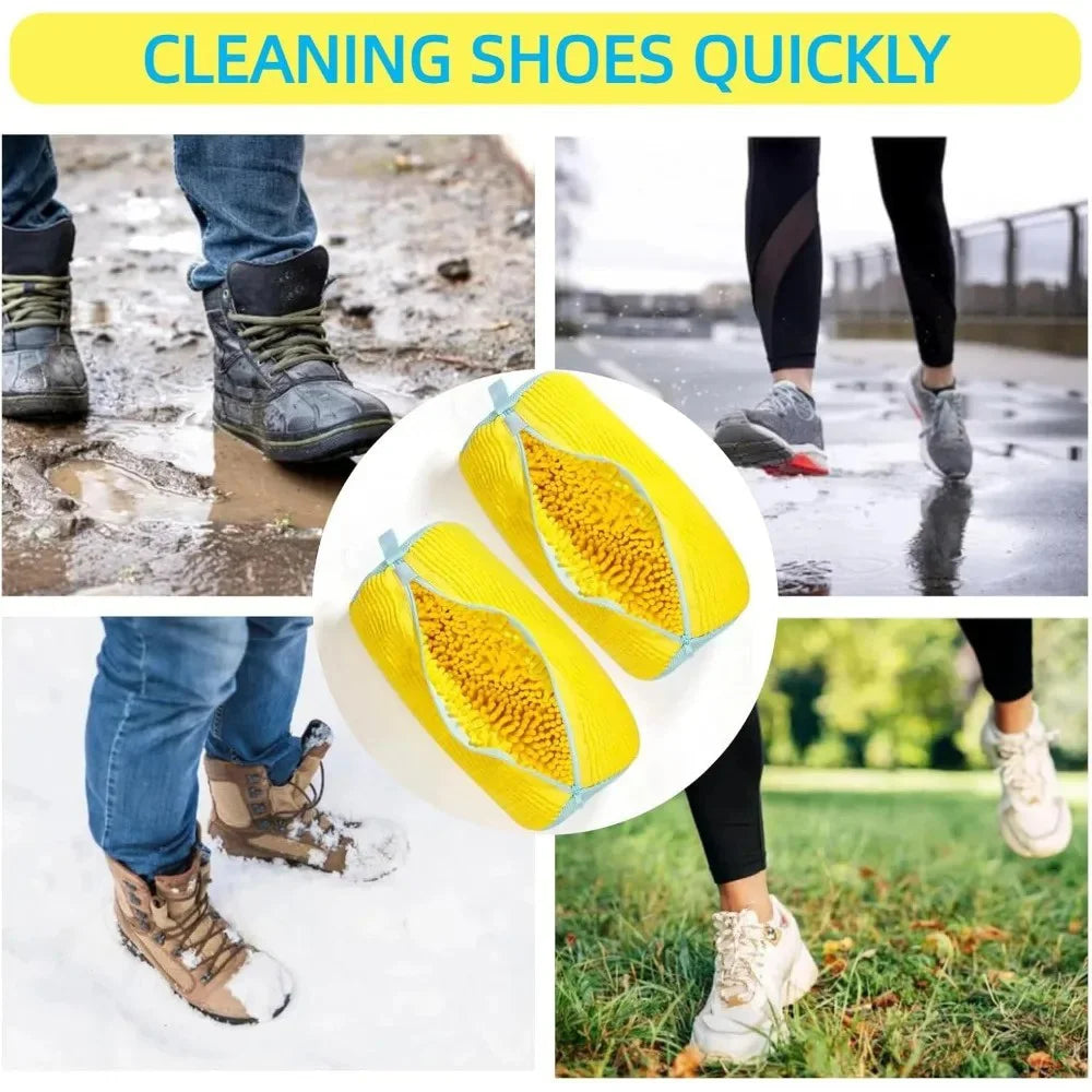 Fluffy Fiber 360 ° Surround Cleaning Shoe Washing Bag - Reusable Durable Machine-Washable Laundry Bag with Zipper Closure (1Pc)