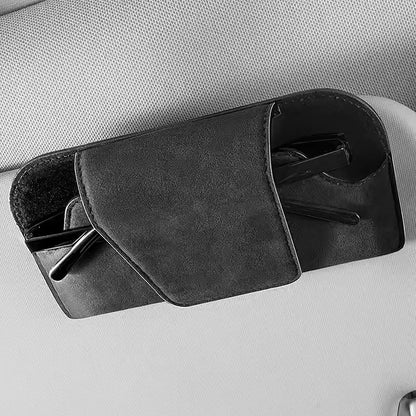 Car Storage Tools Sun Visor Glasses Holder Multi-functional Wear-Resistant Auto Sunglasses Holder Cowhide Car Storage Box