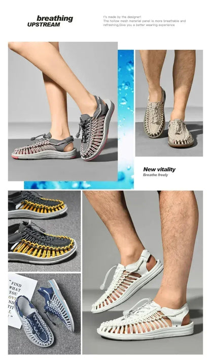 Breathable Casual Flat Sandals Outdoor Couples Sandals Size 48 Summer Men Sandals Women Slippers Weaving Design Beach Sandals