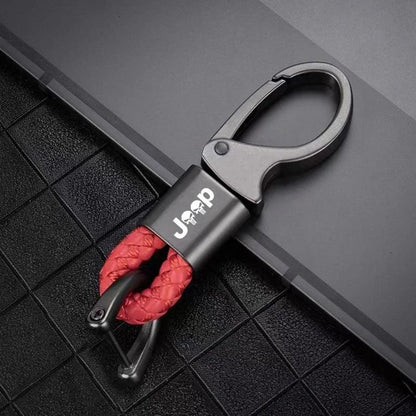 Metal Car Keychain Leather Rope Key Rings Keyring For Jeep Renegade Compass Wrangler Patriot Grand Cherokee Rubicon Accessories