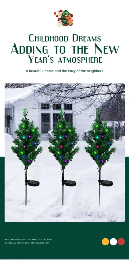 Solar LED Lights Christmas Tree Lawn Lamp Holiday Lantern For House Festive Wedding Courtyard Garden Decoration RGB Light